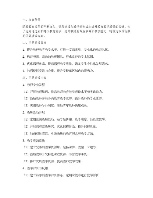 课程教研团队建设方案模板