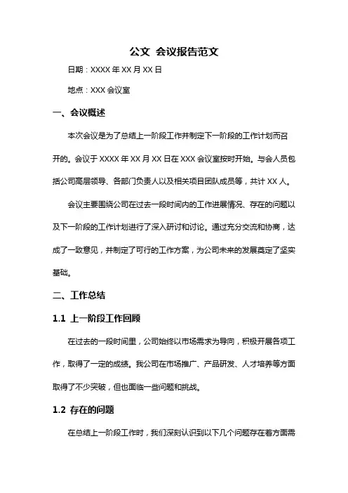 公文 会议报告范文