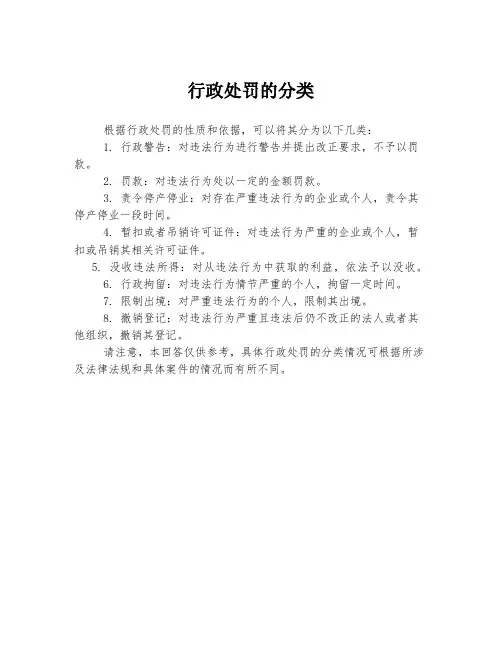 行政处罚的分类