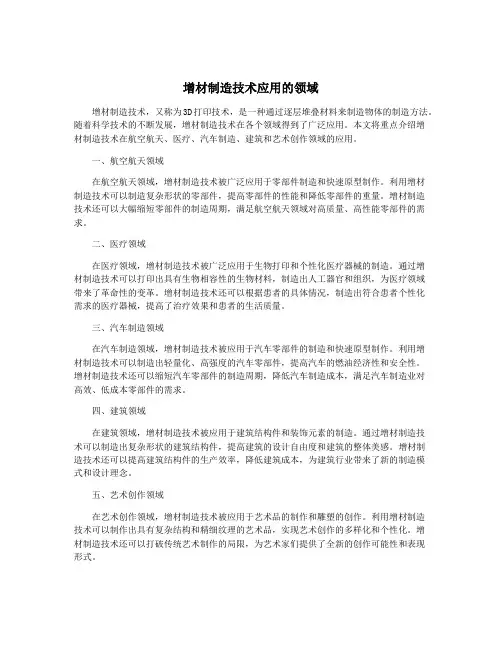 增材制造技术应用的领域