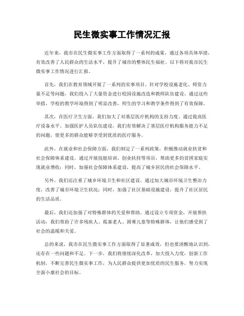 民生微实事工作情况汇报
