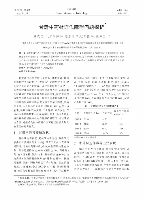 甘肃中药材连作障碍问题探析