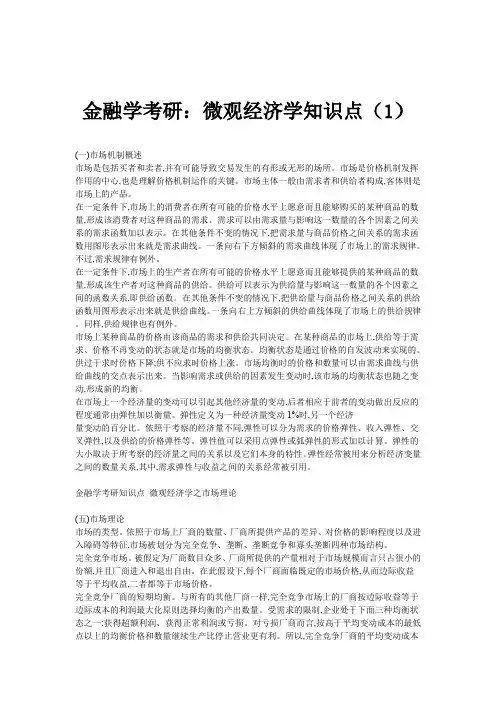 金融学考研微观经济学知识点
