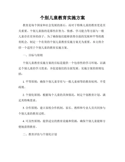 个别儿童教育实施方案