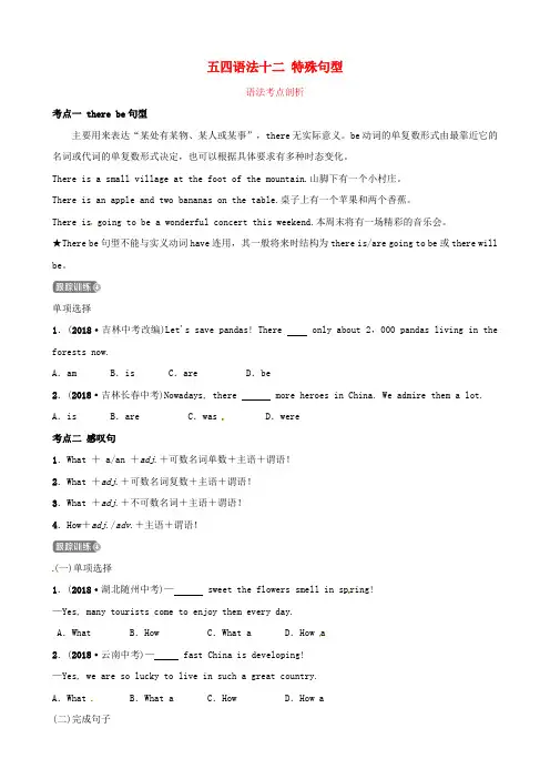 2019届中考英语二轮复习语法突破十二特殊句型考点剖析(讲义,五四制)