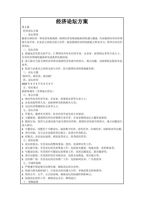 经济论坛方案