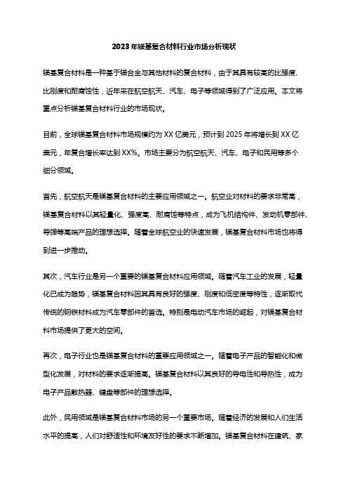2023年镁基复合材料行业市场分析现状