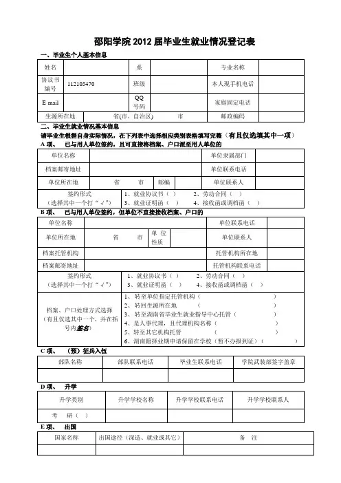 2012届毕业生就业情况登记表-2012-5-7