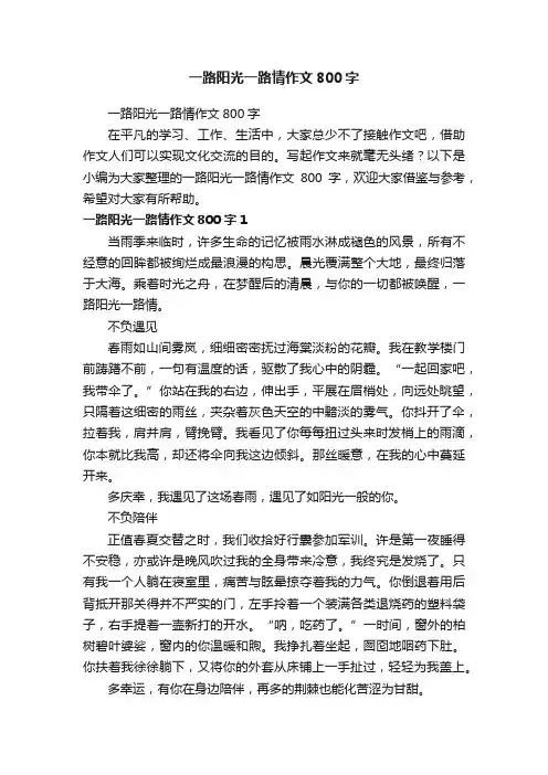 一路阳光一路情作文800字