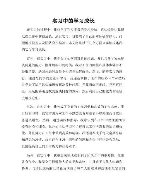 实习中的学习成长