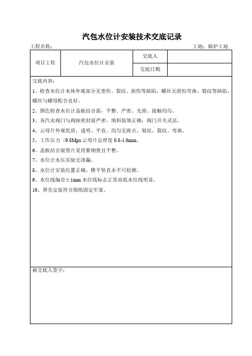 汽包水位计安装.