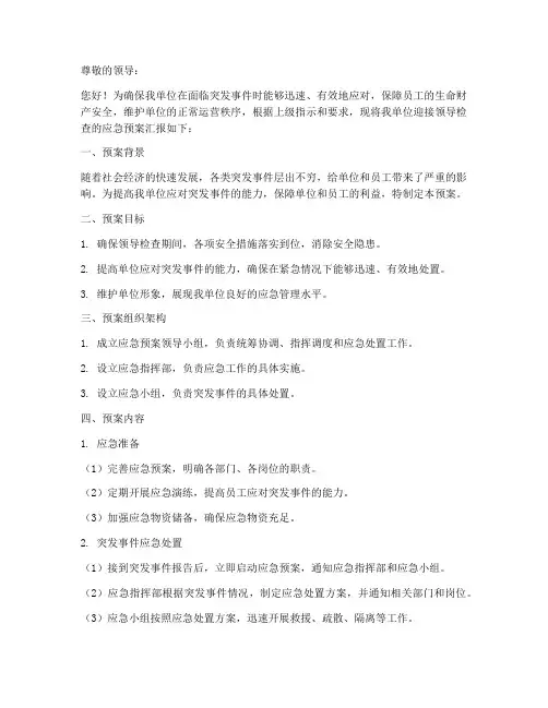 迎接领导检查应急预案
