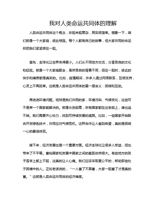 我对人类命运共同体的理解