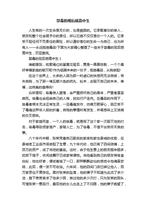 禁毒的观后感高中生