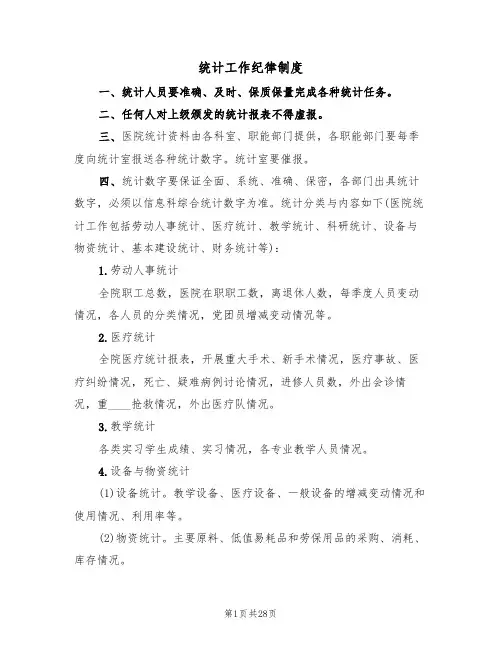 统计工作纪律制度(6篇)