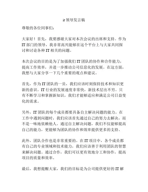 it领导发言稿