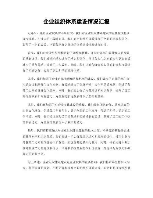 企业组织体系建设情况汇报