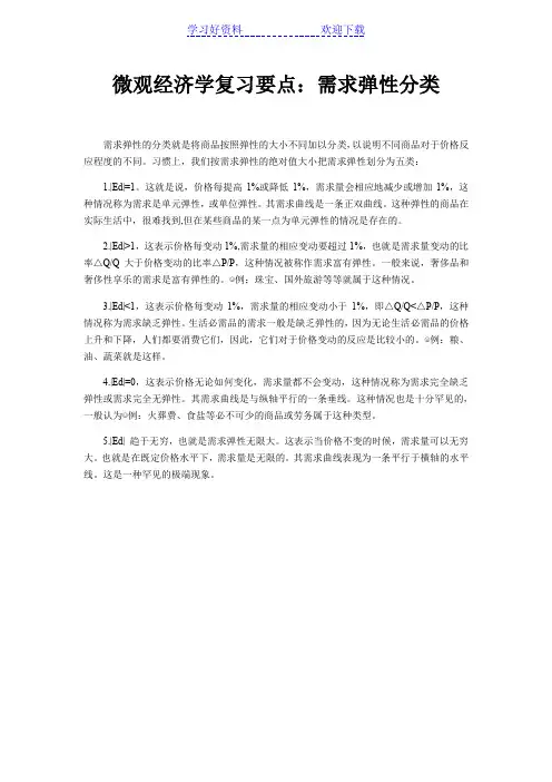 微观经济学复习要点：需求弹性分类