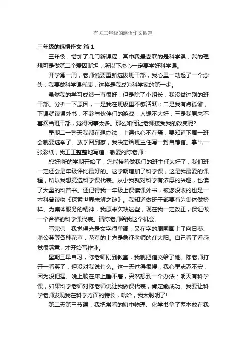 有关三年级的感悟作文四篇