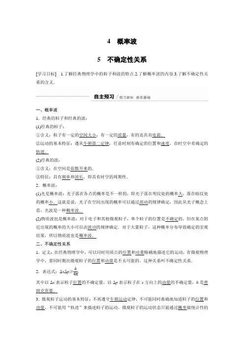 20-21版：17.4~17.5　概率波　不确定性关系（步步高）