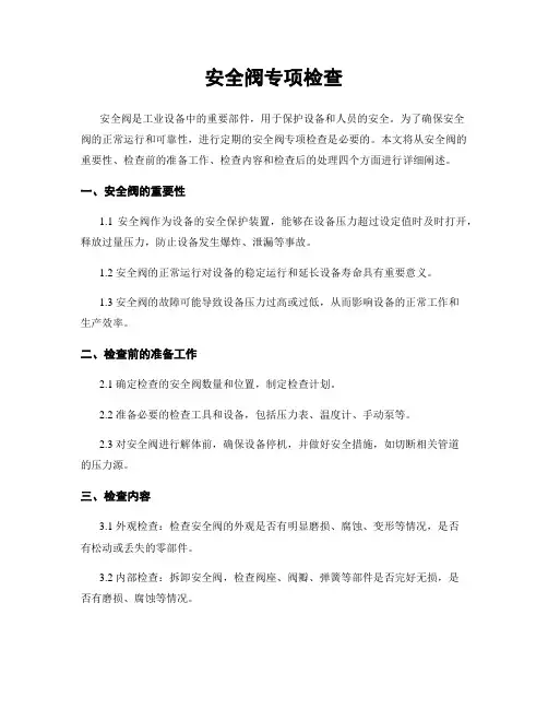 安全阀专项检查