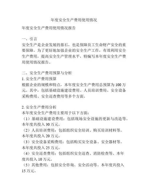 年度安全生产费用使用情况