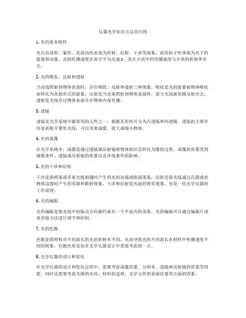 仪器光学知识点总结归纳