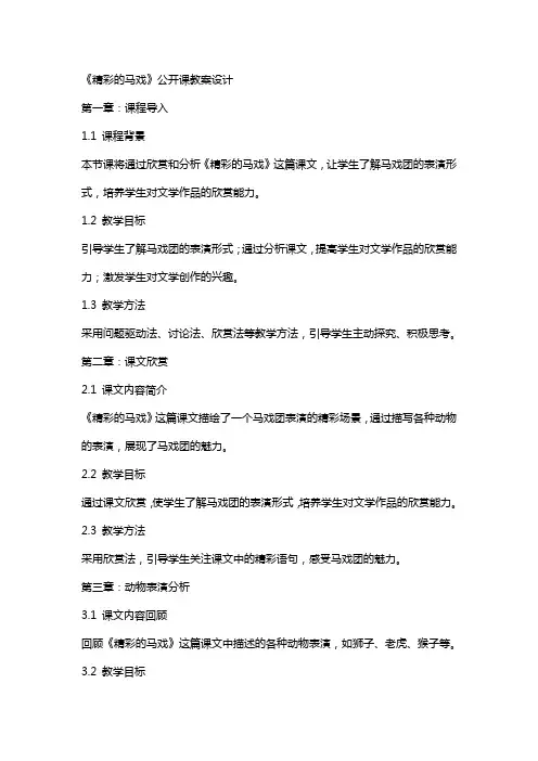 《精彩的马戏》公开课教案设计