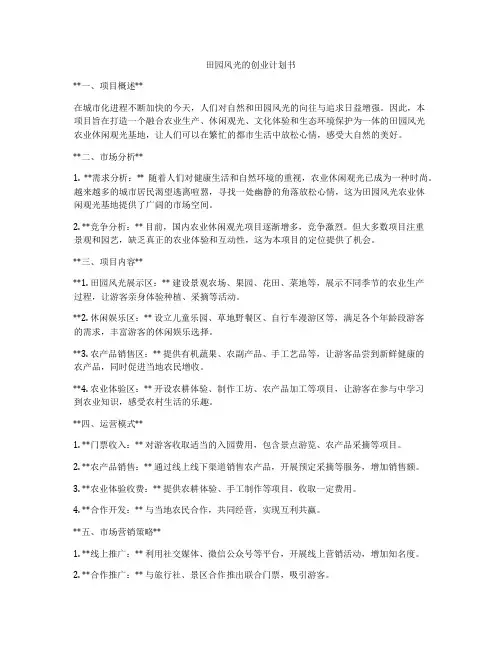 田园风光的创业计划书