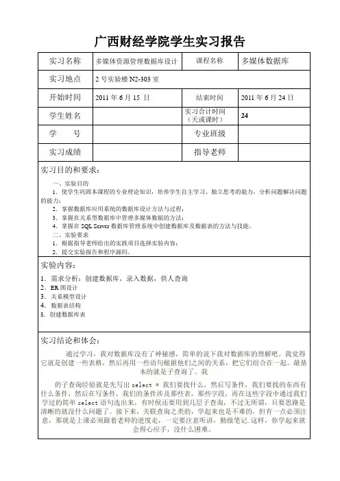 广西财经学院学生实习报告(1)