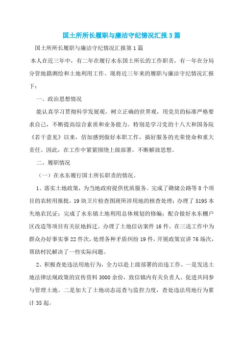 国土所所长履职与廉洁守纪情况汇报