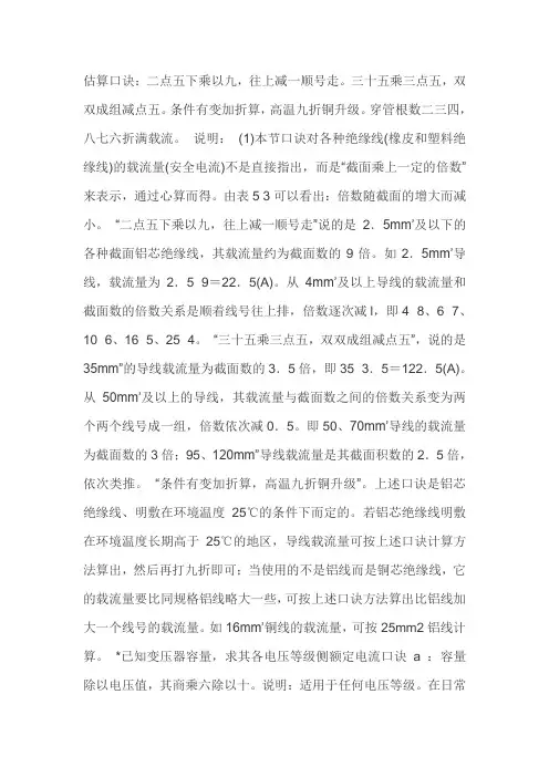 估算口诀
