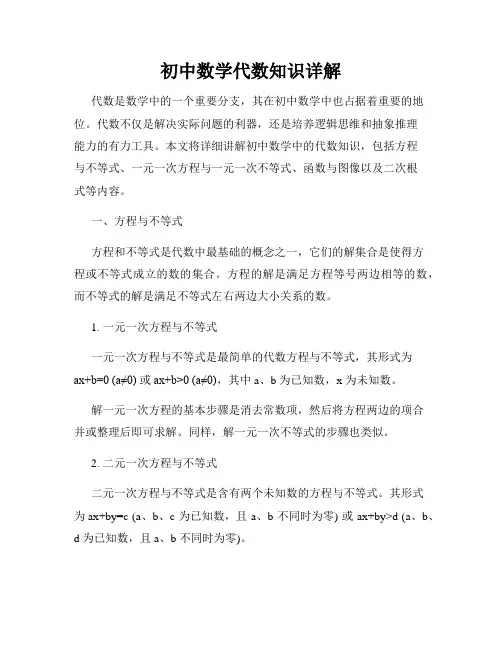 初中数学代数知识详解