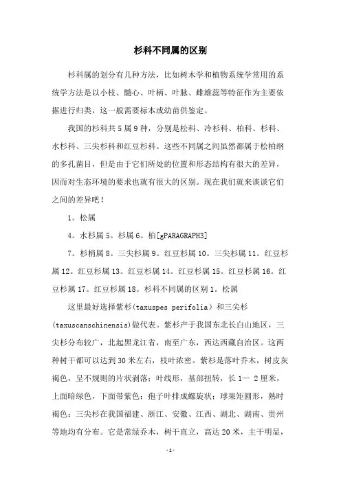 杉科不同属的区别