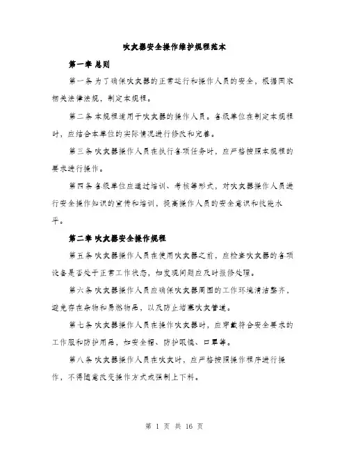 吹灰器安全操作维护规程范本（五篇）