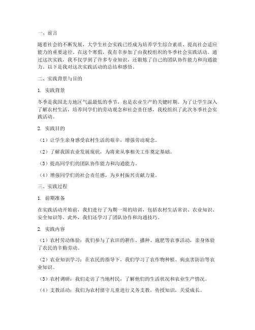 冬季假期社会实践报告