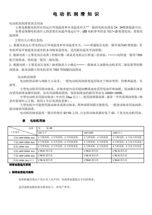 电动机润滑知识