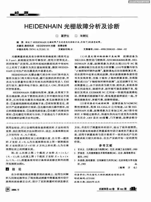 HEIDENHAIN光栅故障分析及诊断