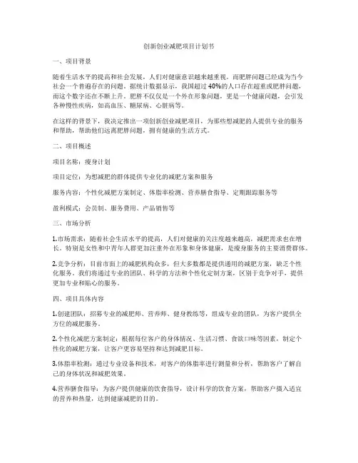 创新创业减肥项目计划书