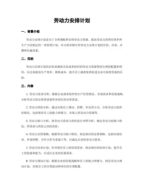 劳动力安排计划