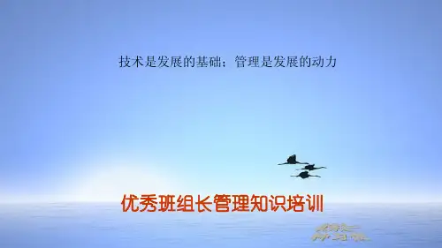 {班组长管理}优秀班组长管理知识培训讲义