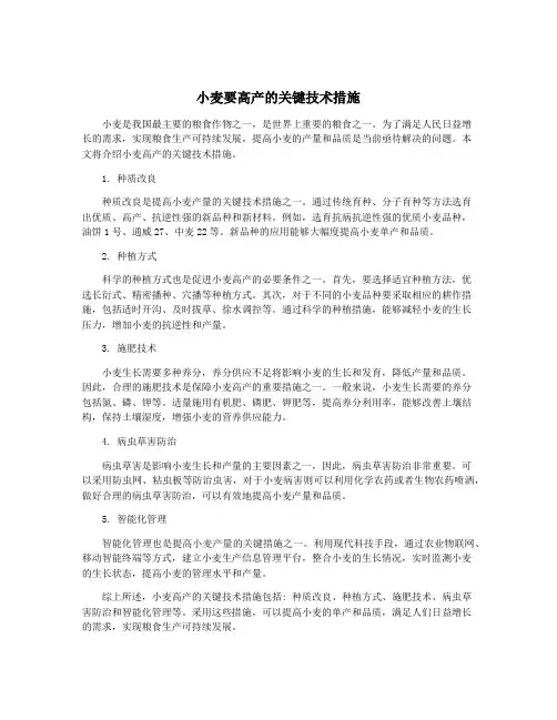 小麦要高产的关键技术措施