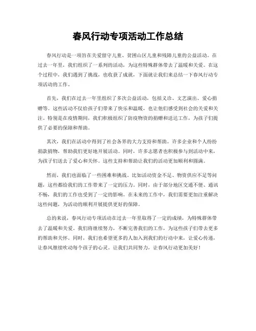 春风行动专项活动工作总结