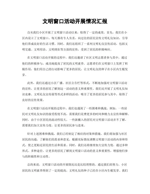文明窗口活动开展情况汇报