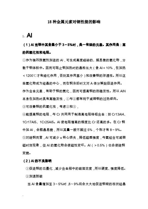 金属元素对钢材性能影响