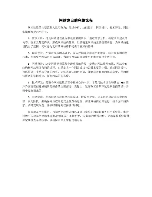 网站建设的完整流程