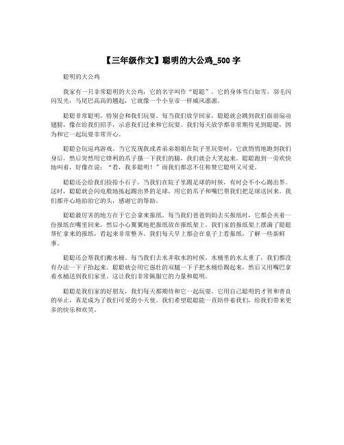 【三年级作文】聪明的大公鸡_500字