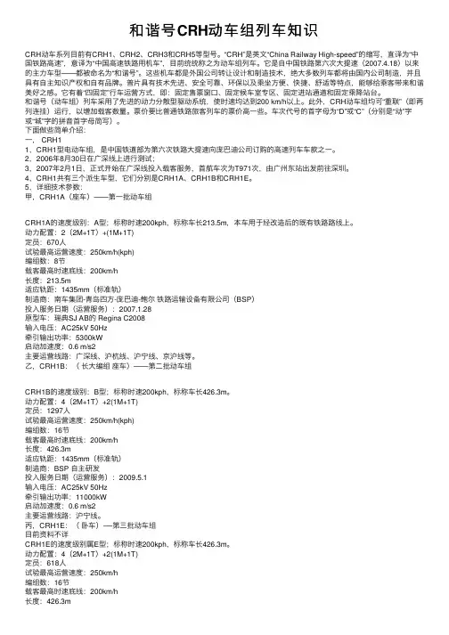 和谐号CRH动车组列车知识