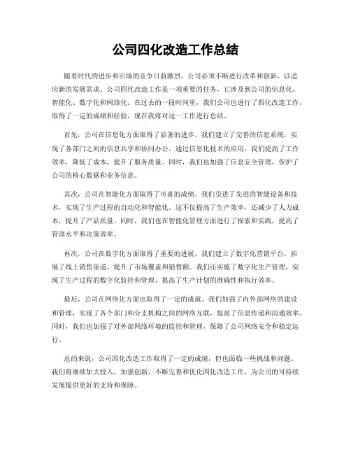 公司四化改造工作总结