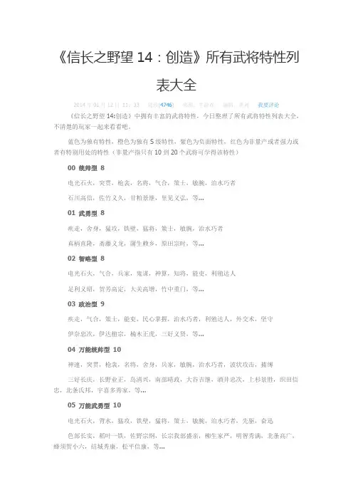 信长之野望14